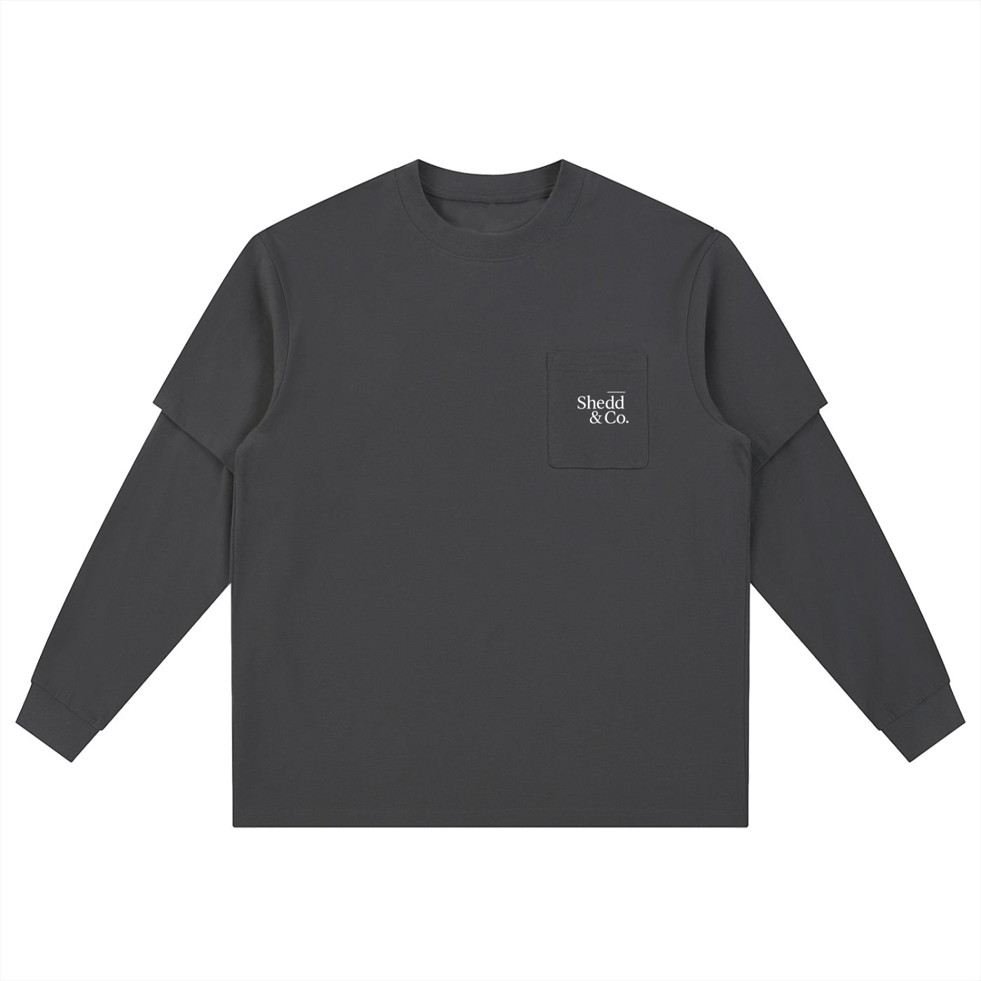 Layered Oversized Tee,Double Layer Long Sleeve,Streetwear Tee,Oversized Cotton Shirt,Drop Shoulder Tee,Pocket Long Sleeve,Minimalist Streetwear,Layered Look Tee,Pure Cotton Long Sleeve,Unisex Oversized Shirt
